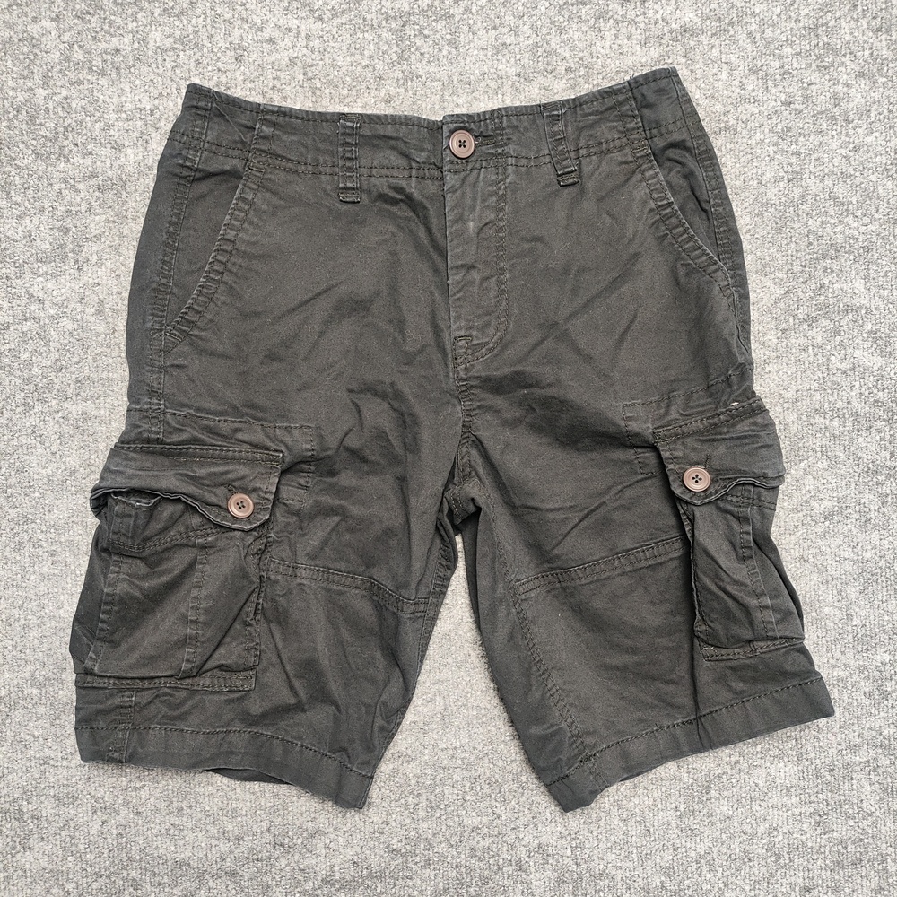 Aeropostale Shorts Mens 29 Black Cargo Canvas Stretch Pockets Casual Summer
